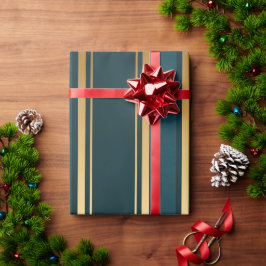 Papel De Presente Luxury Blue Green Gold Stripe Gift Wrap Pattern