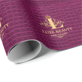 Papel De Presente Luxury Crocodile Leather Monogram Gold Initial