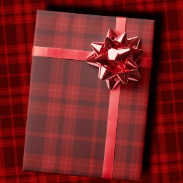 Papel De Presente Luxury Deep Burgundy Red Monochrome Tartan Plaid