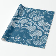 Luxury Floral Lace Teal Blue Marinho Aquático
