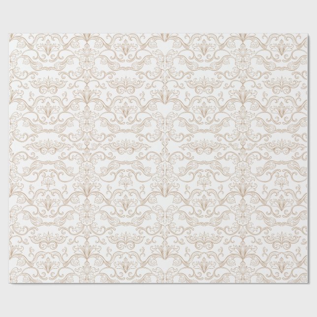 Papel De Presente Luxury Gold Damask Seamless  (Aberto)