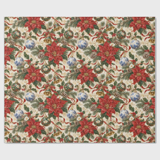 Papel De Presente Luxury Japanese Christmas Botanical Wrapping Paper