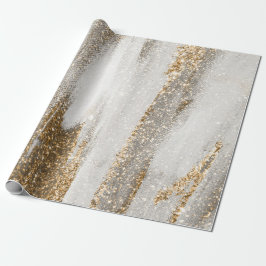 Papel De Presente Luxury Marble Dourada Traça branca e cinza