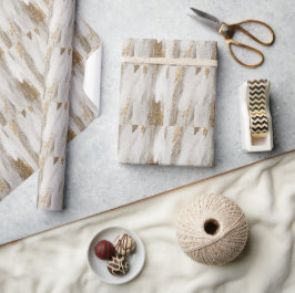 Papel De Presente Luxury Marble Dourada Traça branca e cinza