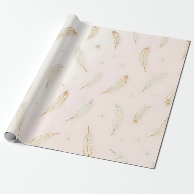Papel De Presente Luxury Modern Feathers Boho Collection (Desenrolado)
