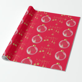 Papel De Presente Luxury Red and Gold Bauble Christmas