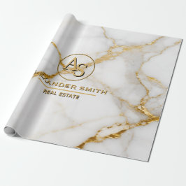 Papel De Presente Luxury White Marble Gold Monogram Real Estate
