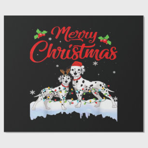 Papel De Presente Luzes de Natal Cachorro Dálmata Chapéu de Papai No
