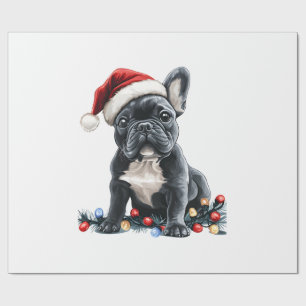 Papel De Presente Luzes de Natal do Bulldog Francês Presentes de Nat