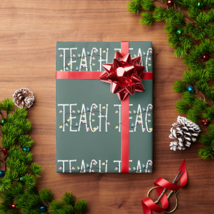 Papel De Presente Luzes de Natal Ensinam Professor Amor Ensino Prese