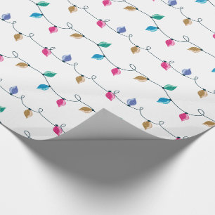 Papel De Presente Luzes de Natal Glitter Multicoloridas