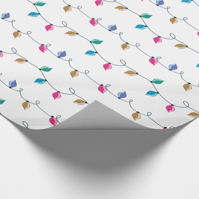 Papel De Presente Luzes de Natal Glitter Multicoloridas (Ponta)