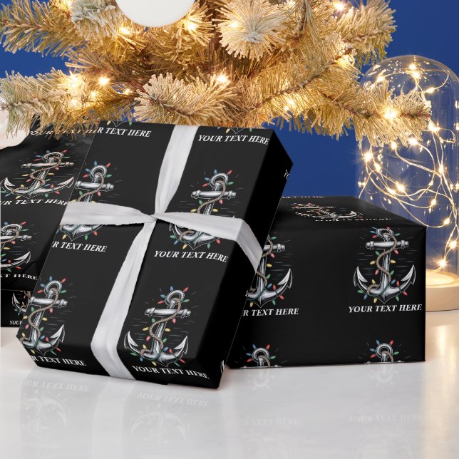 Papel De Presente Luzes de Natal Personalizadas Barco à Vela  (Feriados)