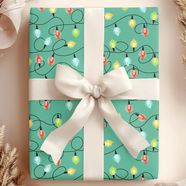Papel De Presente Luzes de Natal Piscando Padrão de Feriado (Criador carregado)