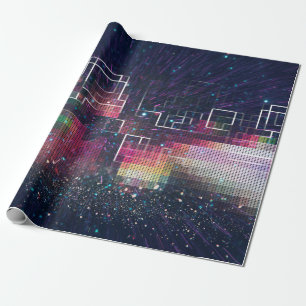 Papel De Presente Luzes de néon retrógradas e padrão geométrico 