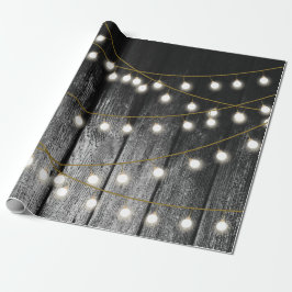 Papel De Presente Luzes Douradas de Cordas de Madeira Negra Rara