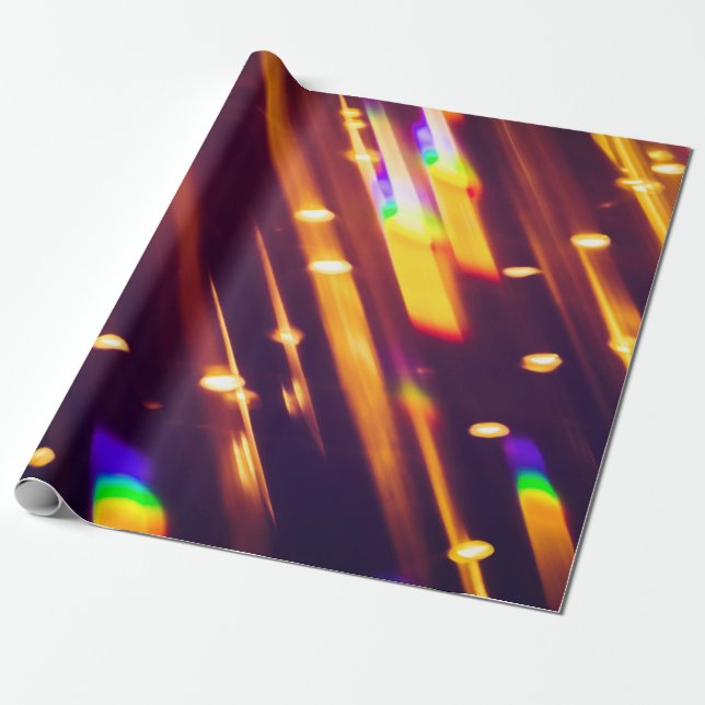 Papel De Presente Luzes Douradas ou luminosas de abstrato xmas. Chr (Desenrolado)