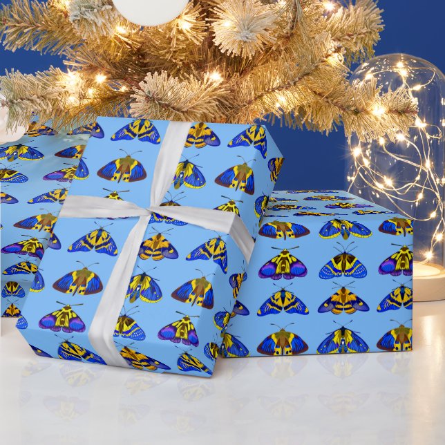 Papel De Presente Luzes em azul, Ouro amarelo e castanho (Feriados)