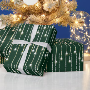 Papel De Presente Luzes Espelhadas Douradas e Prateadas de Natal