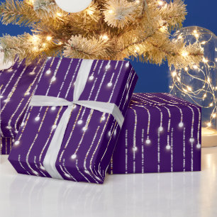 Papel De Presente Luzes Espelhadas Douradas e Prateadas de Natal