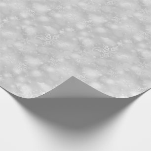 Papel De Presente Luzes & flocos de neve, prata - Natal
