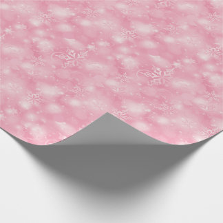 Papel De Presente Luzes & flocos de neve, rosa - Natal