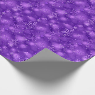 Papel De Presente Luzes & flocos de neve, roxo - Natal