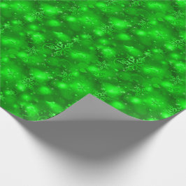 Papel De Presente Luzes & flocos de neve, verde - Natal