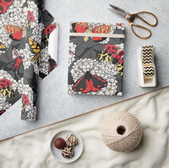 Papel De Presente Luzes sobre hidrangea branca (Artesanato)