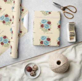 Papel De Presente Lyons Blue Peony e Fig Purple Rosa Weding