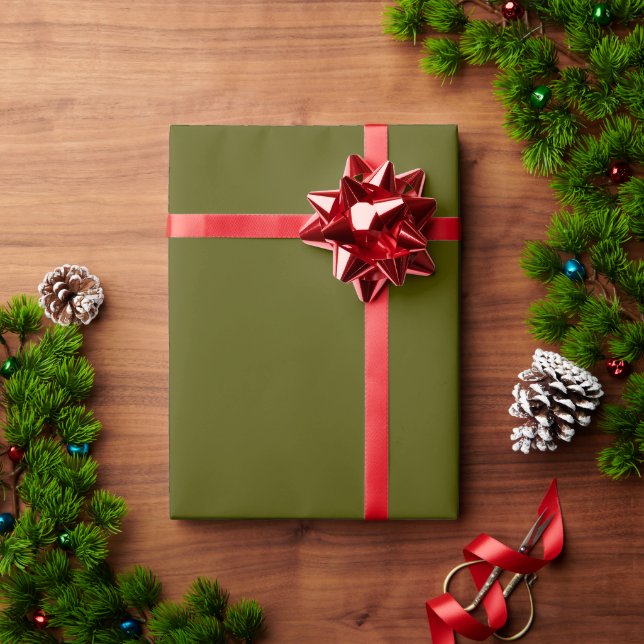 Papel De Presente Maçã de azeitona verde, clara e elegante (Presente de Natal)