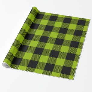 Papel De Presente Maçã Verde Preto Imenso Xadrez Lenhador Búfalo