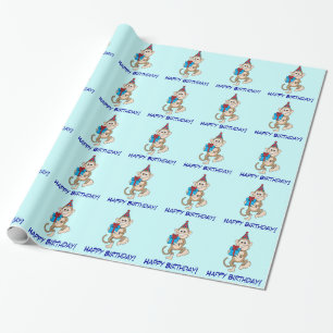 Papel De Presente Macaco com feliz aniversario atual!