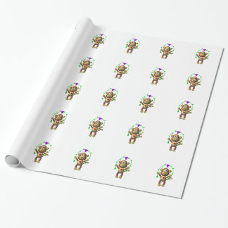 Papel De Presente Macaco Fofo com Visual 3-D e uma Corda de Saltar d
