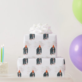 Papel De Presente Macacos-chimpanzé festejando animais com festa