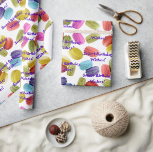 Papel De Presente Macaron Cookies Patterno All Occasion Modelo