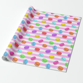 Papel De Presente Macaron Listrado Rosa