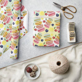 Papel De Presente Macarons Franceses Aquarela Pintado à Mão