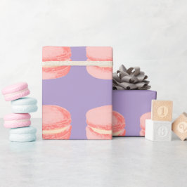 Papel De Presente Macarons rosa