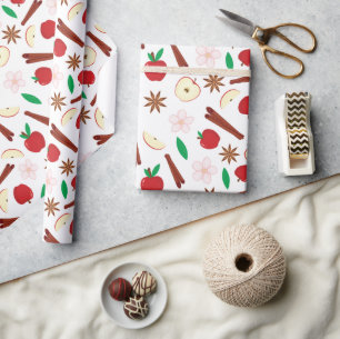Papel De Presente Maçãs Sem Costura e Ação de Graças de Canela