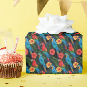 Papel De Presente Macaw E Hibiscus Pattern