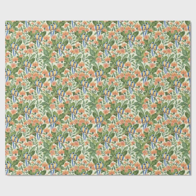 Papel De Presente Macaw Jungle Tropical Watercolor (Aberto)