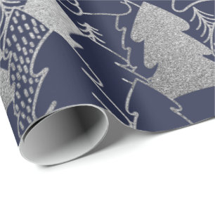 Papel De Presente Madeira azul do brilho das cinzas de prata do