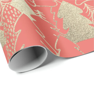 Papel De Presente Madeira coral do brilho do rico do ouro dos doces