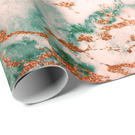 Papel De Presente Madeira de cobre com pedra verde profunda do Mármo