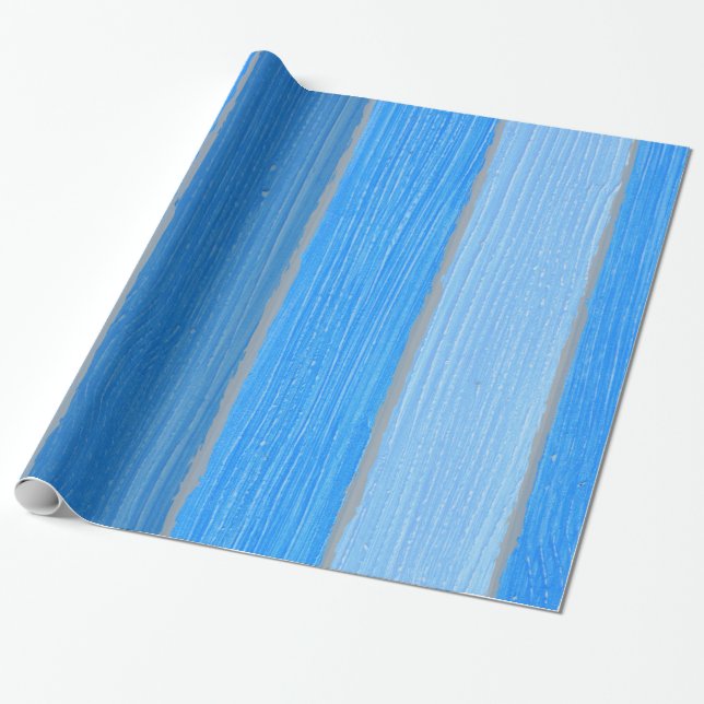 Papel De Presente Madeira de cor azul de estilo náutico (Desenrolado)