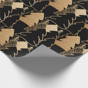 Papel De Presente Madeira do brilho do rico do ouro do preto da