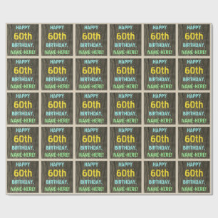 Papel De Presente Madeira do falso, olhar pintado do texto, 60th