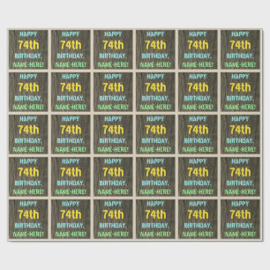 Papel De Presente Madeira do falso, olhar pintado do texto, 74th