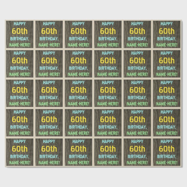 Papel De Presente Madeira Falsa, Olhar para Texto Pintado, 60.º Aniv (Aberto)